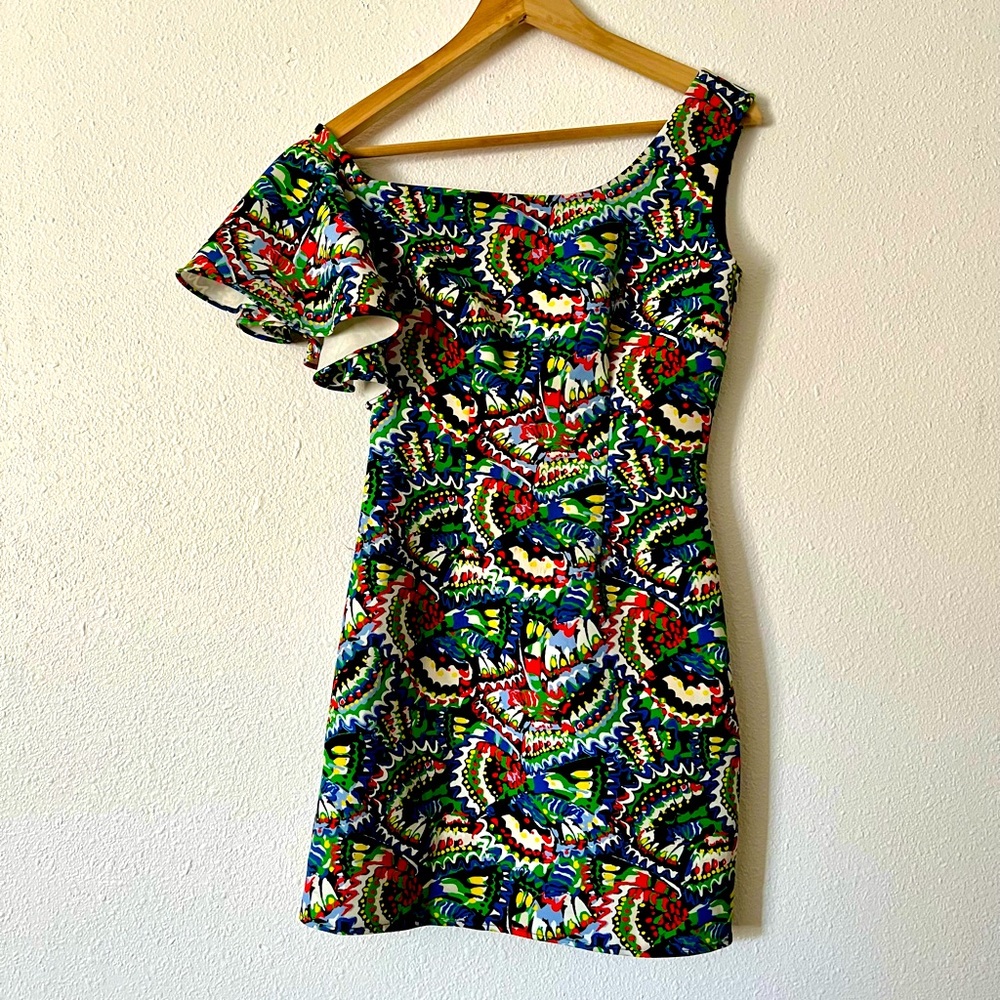 SALONI one ruffled shoulder mini dres 2